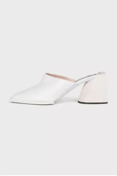 White leather mules