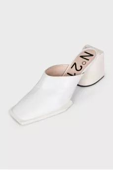 White leather mules