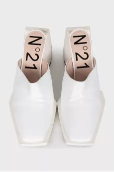 White leather mules