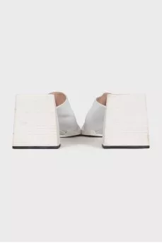 White leather mules