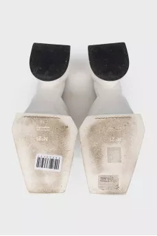White leather mules