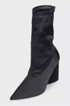 Black textile ankle boots with heels