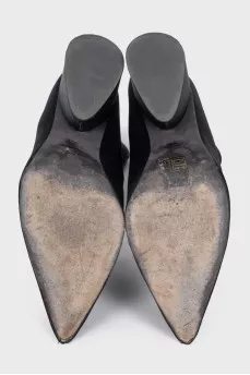 Black textile ankle boots with heels