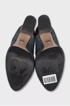 Silver-colored textile ankle boots
