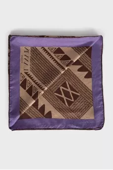 Brown printed silk scarf