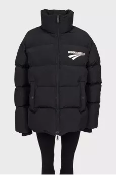 Black down jacket with a high collar