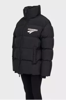 Black down jacket with a high collar