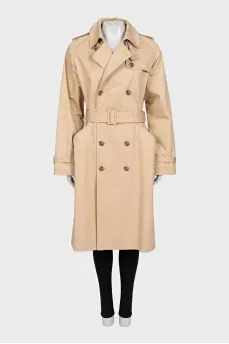 Beige trench coat with belt