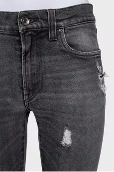 Ripped gray skinny fit jeans