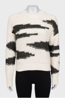 Knitted white sweater