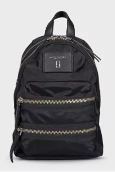 Textile black backpack with zipper