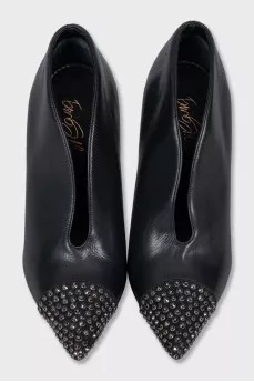Open ankle boots with rhinestones