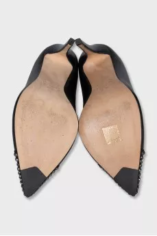 Open ankle boots with rhinestones