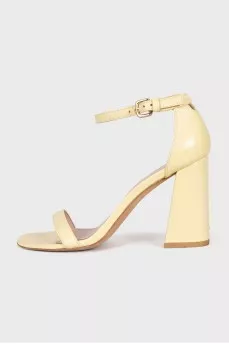 Yellow leather heeled sandals