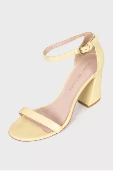 Yellow leather heeled sandals