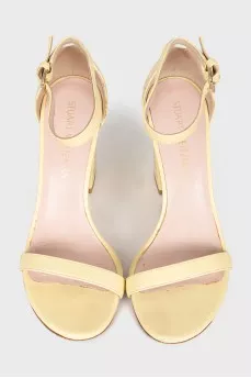 Yellow leather heeled sandals