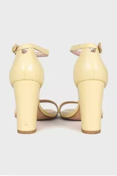 Yellow leather heeled sandals