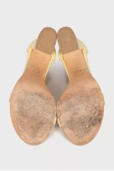 Yellow leather heeled sandals