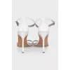 White leather stiletto heeled sandals