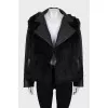 Black fur and leather jacket
