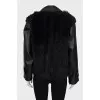 Black fur and leather jacket