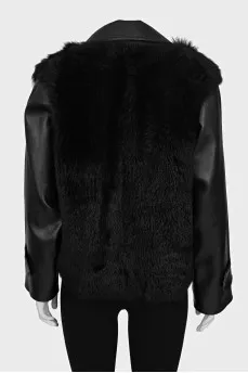 Black fur and leather jacket