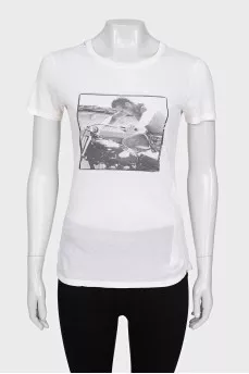 Beige asymmetrical T-shirt
