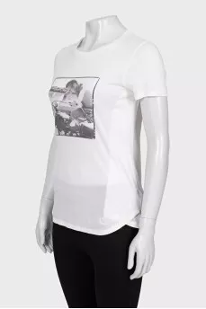 Beige asymmetrical T-shirt
