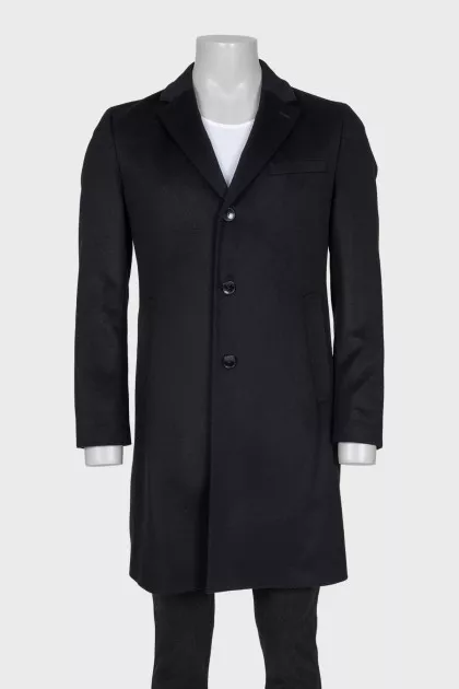 Men's single-breasted black coat
