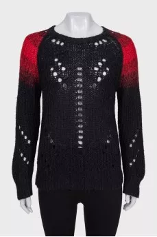 Knitted sweater with accent shoulders