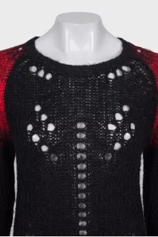 Knitted sweater with accent shoulders