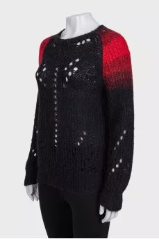 Knitted sweater with accent shoulders