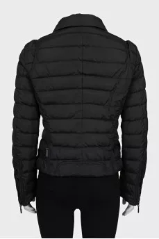 Fitted jacket with diagonal fastening