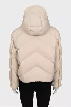 Beige quilted down jacket