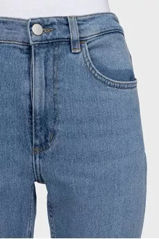 Mid-rise tapered blue jeans
