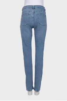 Mid-rise tapered blue jeans