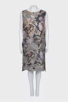 Printed wool and silk dress