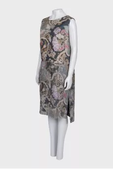 Printed wool and silk dress