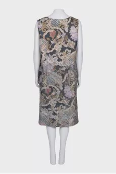 Printed wool and silk dress