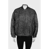 Bomber jacket with silver thread and zipper