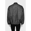 Bomber jacket with silver thread and zipper