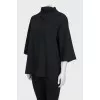 Black T-shirt with ties at the collar