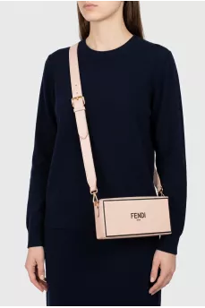 Rectangular leather bag with logo