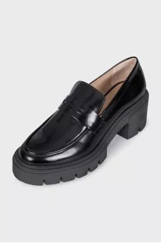 Black patent leather loafers