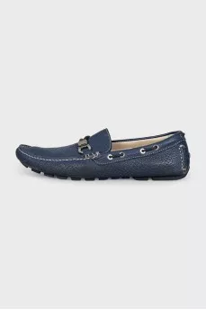 Men's blue perforated loafers