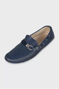 Men's blue perforated loafers