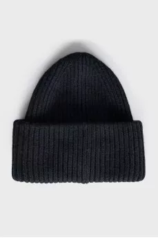 Black knitted hat with embroidery