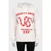 White hoodie with contrasting brand print
