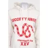 White hoodie with contrasting brand print