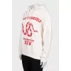 White hoodie with contrasting brand print